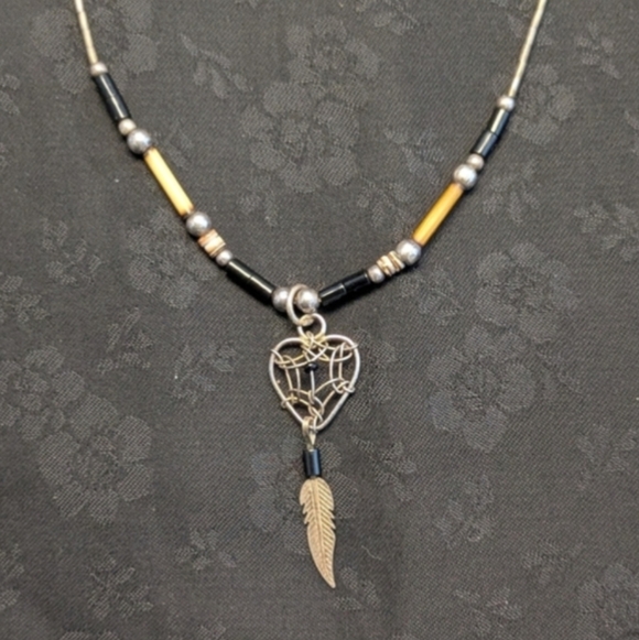 Vintage Native American Genuine Sterling Silver Dreamcatcher Pendant Necklace - Picture 12 of 12